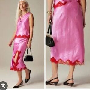 ISO!!!! J. Crew Gwenyth Pink and Red Lace Trim Skirt 2024